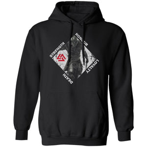 Viking apparel, strength, honor, frontApparel[Heathen By Nature authentic Viking products]Unisex Pullover HoodieBlackS