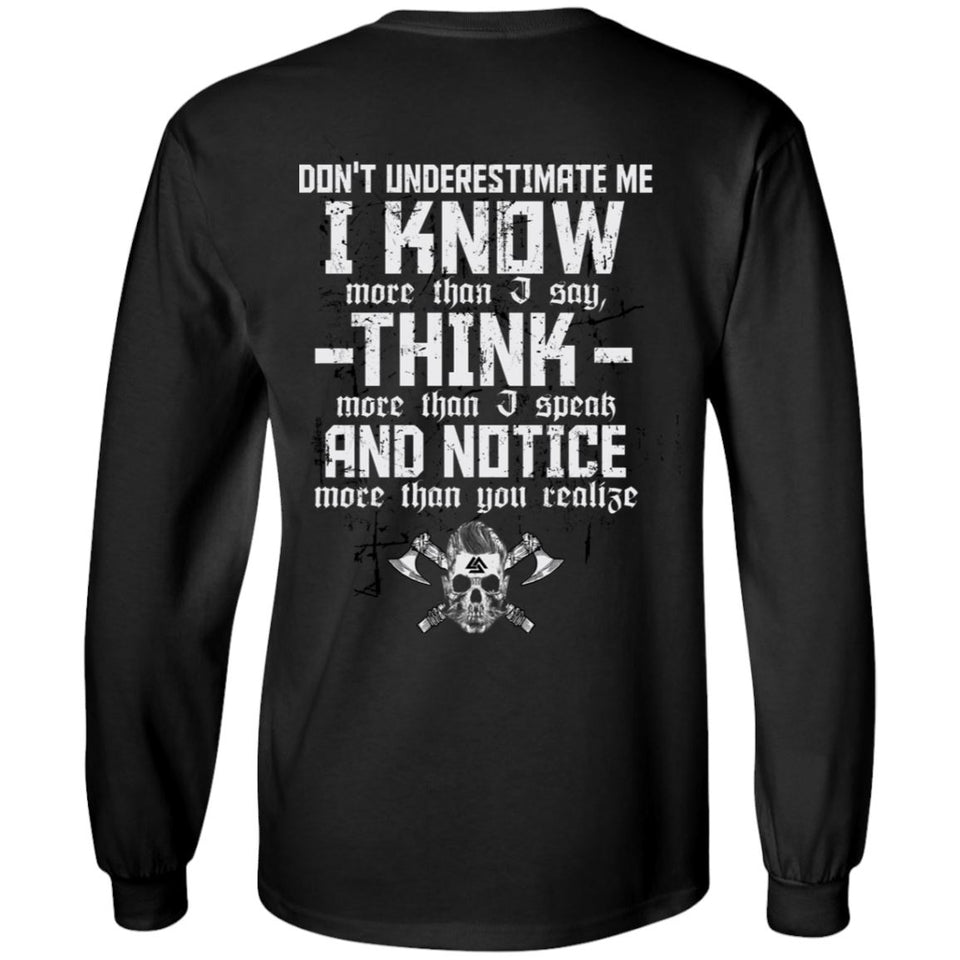Viking apparel, Underestimate, backApparel[Heathen By Nature authentic Viking products]Long-Sleeve Ultra Cotton T-ShirtBlackS