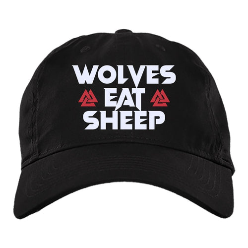 Viking Cap, Wolves eat sheep, BlackApparel[Heathen By Nature authentic Viking products]BX880 Twill Unstructured Dad CapBlackOne Size