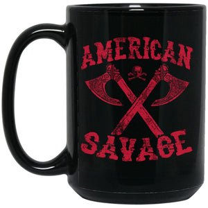 Viking Mug, American Savage, BlackApparel[Heathen By Nature authentic Viking products]BM15OZ 15 oz. Black MugBlackOne Size