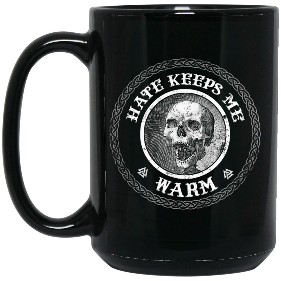 Viking Mug, Hate keeps me, BlackApparel[Heathen By Nature authentic Viking products]BM15OZ 15 oz. Black MugBlackOne Size