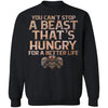 Viking, Norse, Gym t-shirt & apparel, A Beast that's Hungry, FrontApparel[Heathen By Nature authentic Viking products]Unisex Crewneck Pullover SweatshirtBlackS