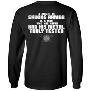 Viking, Norse, Gym t-shirt & apparel, A knight in shining armor, BackApparel[Heathen By Nature authentic Viking products]Long-Sleeve Ultra Cotton T-ShirtBlackS