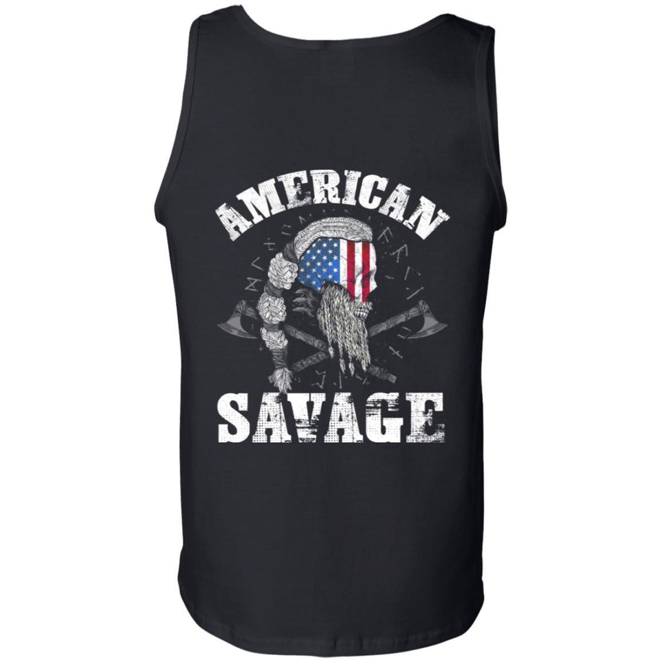 Viking, Norse, Gym t-shirt & apparel, American Savage, BackApparel[Heathen By Nature authentic Viking products]Cotton Tank TopBlackS