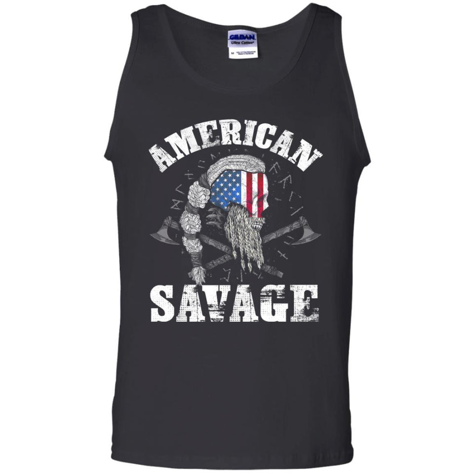 Viking, Norse, Gym t-shirt & apparel, American Savage, FrontApparel[Heathen By Nature authentic Viking products]Cotton Tank TopBlackS