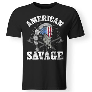 Viking, Norse, Gym t-shirt & apparel, American Savage, FrontApparel[Heathen By Nature authentic Viking products]Gildan Premium Men T-ShirtBlack5XL