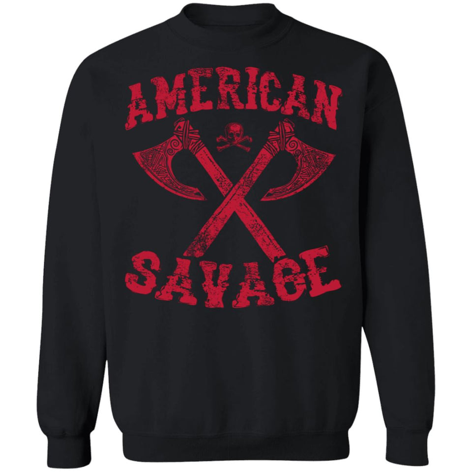 Viking, Norse, Gym t-shirt & apparel, American Savage, FrontApparel[Heathen By Nature authentic Viking products]Unisex Crewneck Pullover SweatshirtBlackS