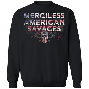 Viking, Norse, Gym t-shirt & apparel, American Savages, FrontApparel[Heathen By Nature authentic Viking products]Unisex Crewneck Pullover SweatshirtBlackS