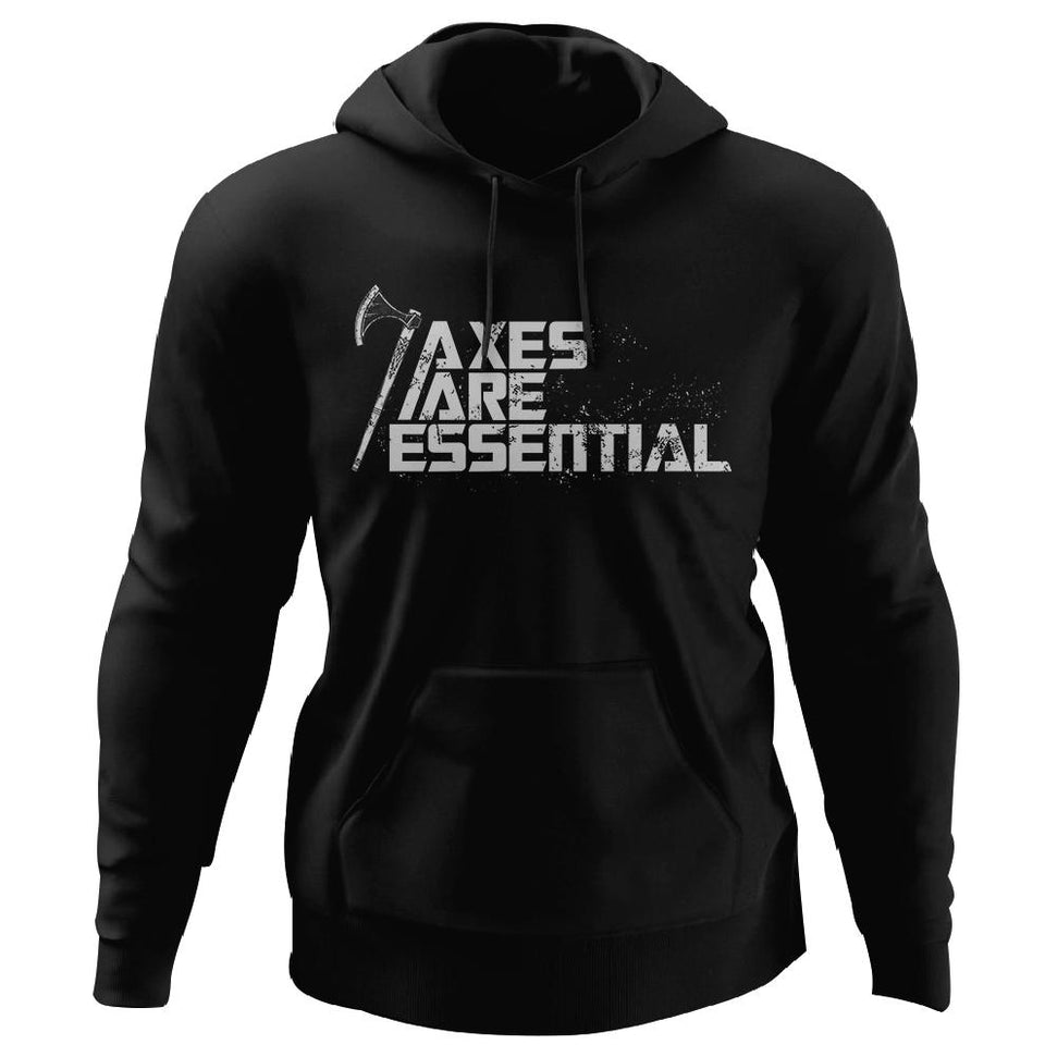 Viking, Norse, Gym t-shirt & apparel, Axes are essential, FrontApparel[Heathen By Nature authentic Viking products]Unisex Pullover HoodieBlackS
