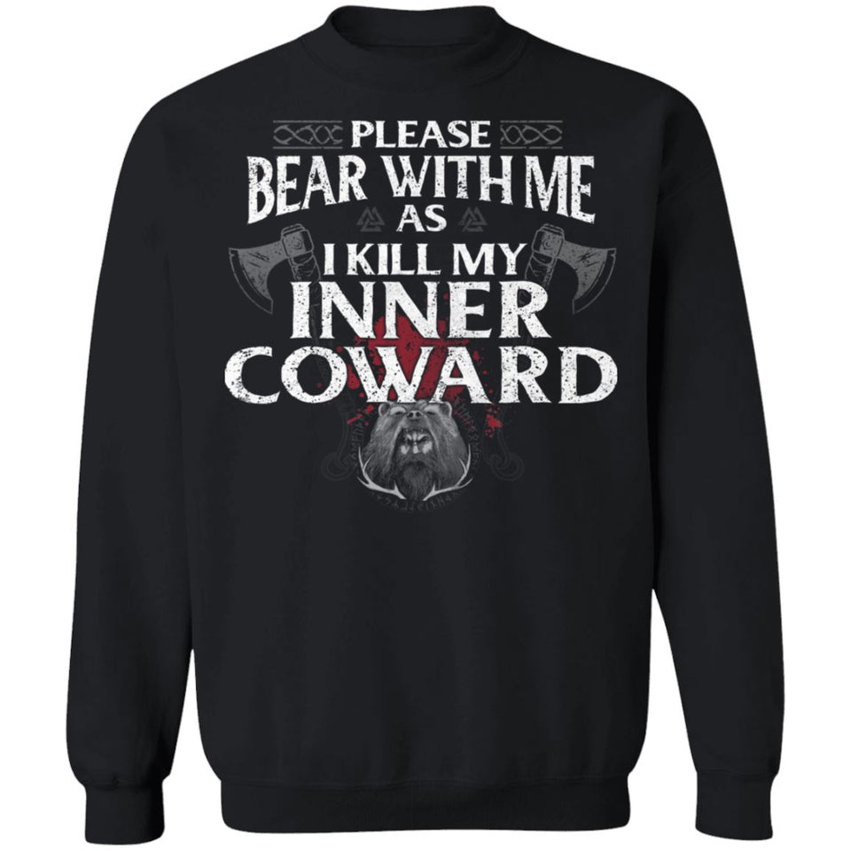 Viking, Norse, Gym t-shirt & apparel, Bear with me, FrontApparel[Heathen By Nature authentic Viking products]Unisex Crewneck Pullover SweatshirtBlackS