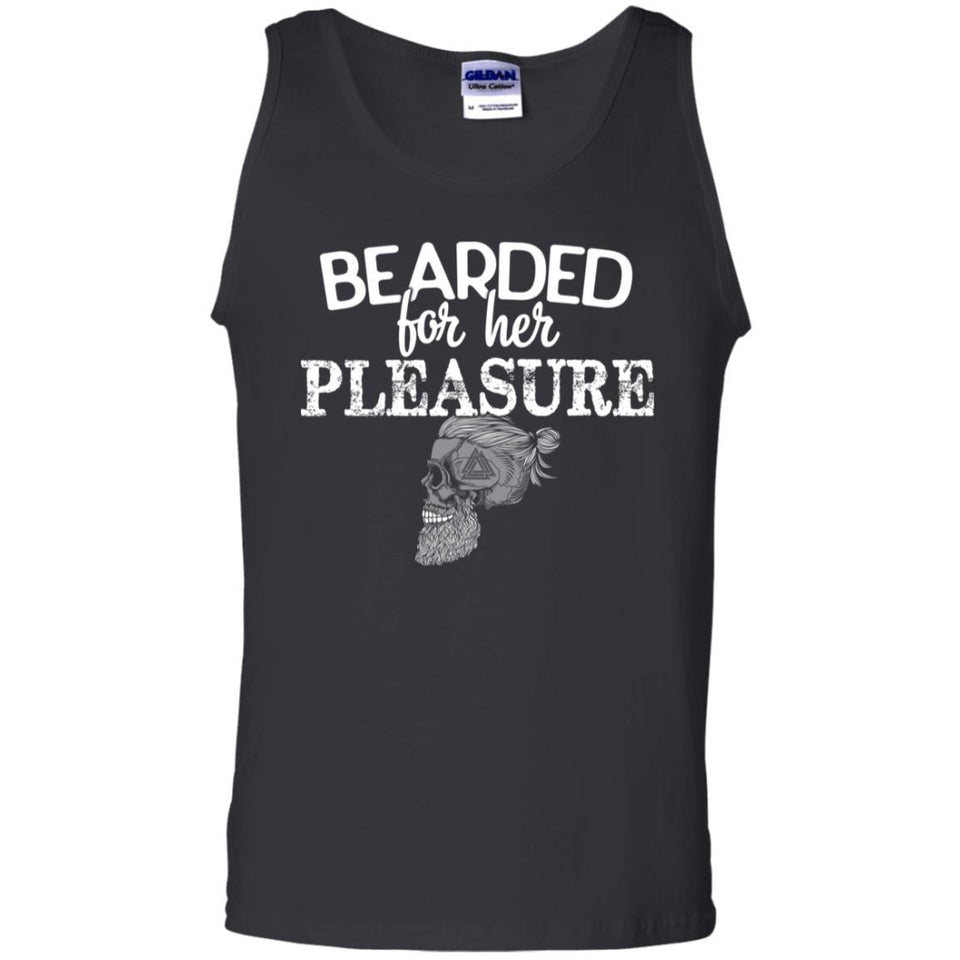 Viking, Norse, Gym t-shirt & apparel, Bearded for her pleasure, FrontApparel[Heathen By Nature authentic Viking products]Cotton Tank TopBlackS