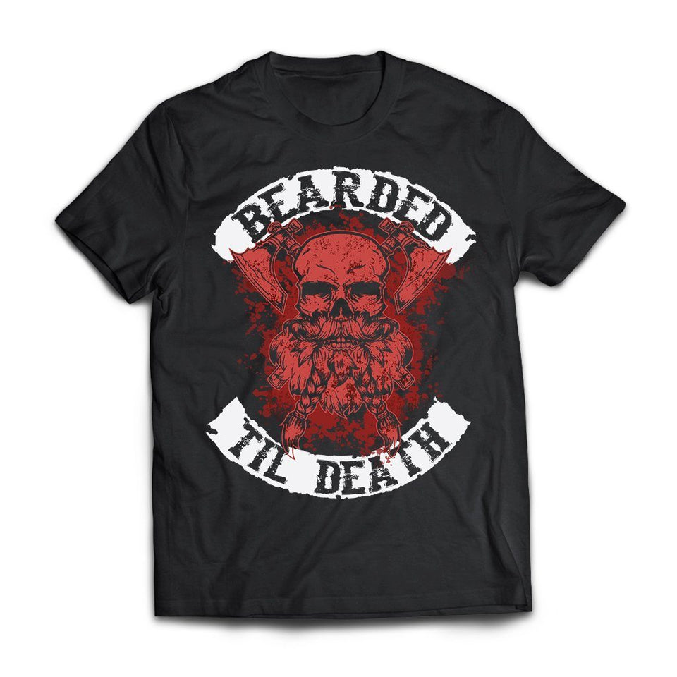 Viking, Norse, Gym t-shirt & apparel, Bearded till death , FrontApparel[Heathen By Nature authentic Viking products]Next Level Premium Short Sleeve T-ShirtBlackX-Small