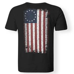 Viking, Norse, Gym t-shirt & apparel, Betsy Ross Flag, BackApparel[Heathen By Nature authentic Viking products]Premium Men T-ShirtBlackS