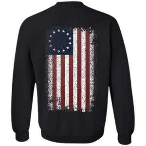 Viking, Norse, Gym t-shirt & apparel, Betsy Ross Flag, BackApparel[Heathen By Nature authentic Viking products]Unisex Crewneck Pullover SweatshirtBlackS