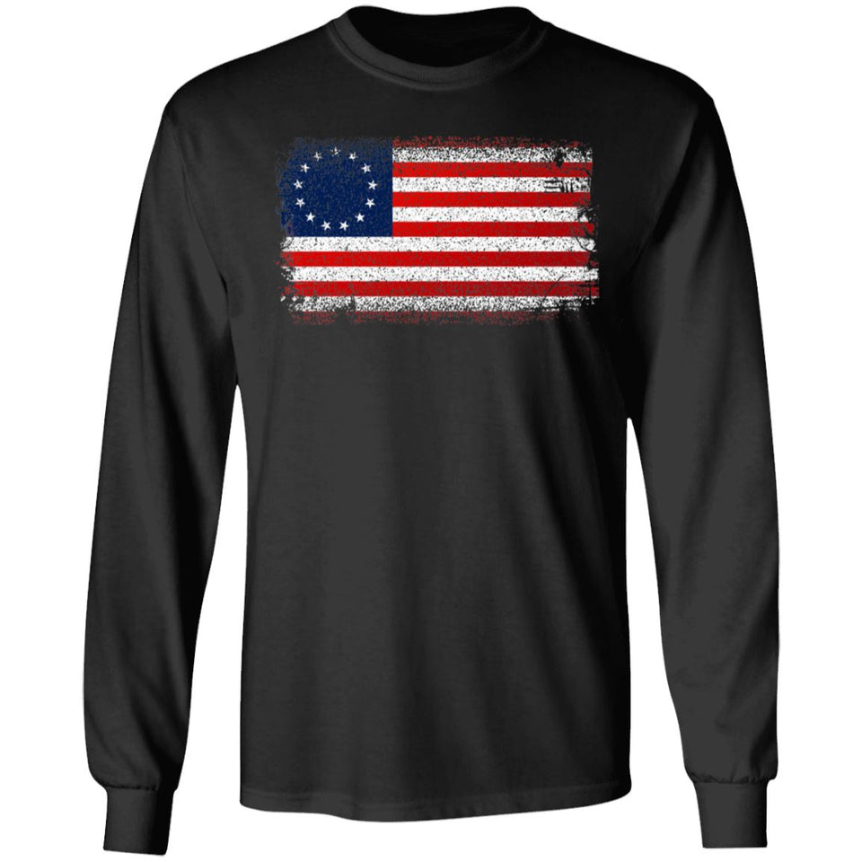 Viking, Norse, Gym t-shirt & apparel, Betsy Ross Flag, FrontApparel[Heathen By Nature authentic Viking products]Long-Sleeve Ultra Cotton T-ShirtBlackS