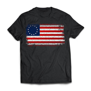 Viking, Norse, Gym t-shirt & apparel, Betsy Ross Flag, FrontApparel[Heathen By Nature authentic Viking products]Next Level Premium Short Sleeve T-ShirtBlackX-Small