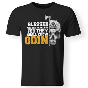 Viking, Norse, Gym t-shirt & apparel, Blessed are the fearless, frontApparel[Heathen By Nature authentic Viking products]Premium Men T-ShirtBlackS
