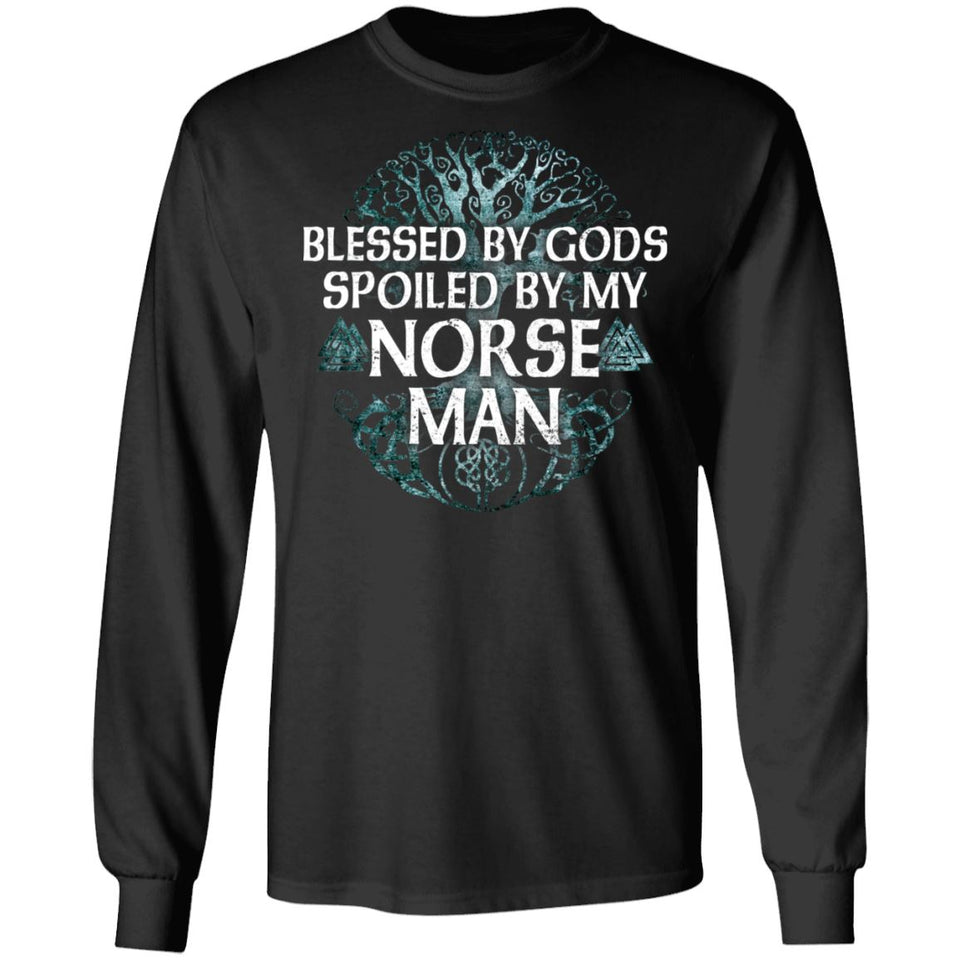 Viking, Norse, Gym t-shirt & apparel, Blessed by Gods, FrontApparel[Heathen By Nature authentic Viking products]Long-Sleeve Ultra Cotton T-ShirtBlackS