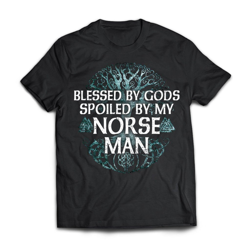 Viking, Norse, Gym t-shirt & apparel, Blessed by Gods, FrontApparel[Heathen By Nature authentic Viking products]Next Level Premium Short Sleeve T-ShirtBlackX-Small