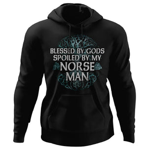 Viking, Norse, Gym t-shirt & apparel, Blessed by Gods, FrontApparel[Heathen By Nature authentic Viking products]Unisex Pullover HoodieBlackS