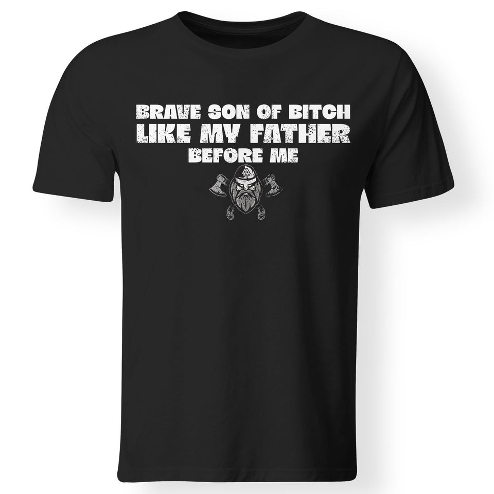 Viking, Norse, Gym t-shirt & apparel, Brave son, FrontApparel[Heathen By Nature authentic Viking products]Gildan Premium Men T-ShirtBlack5XL