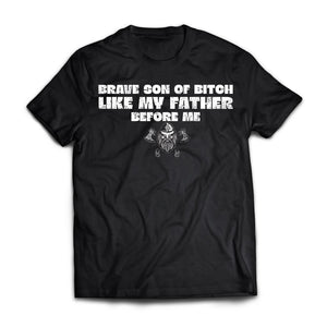 Viking, Norse, Gym t-shirt & apparel, Brave son, FrontApparel[Heathen By Nature authentic Viking products]Premium Short Sleeve T-ShirtBlackX-Small