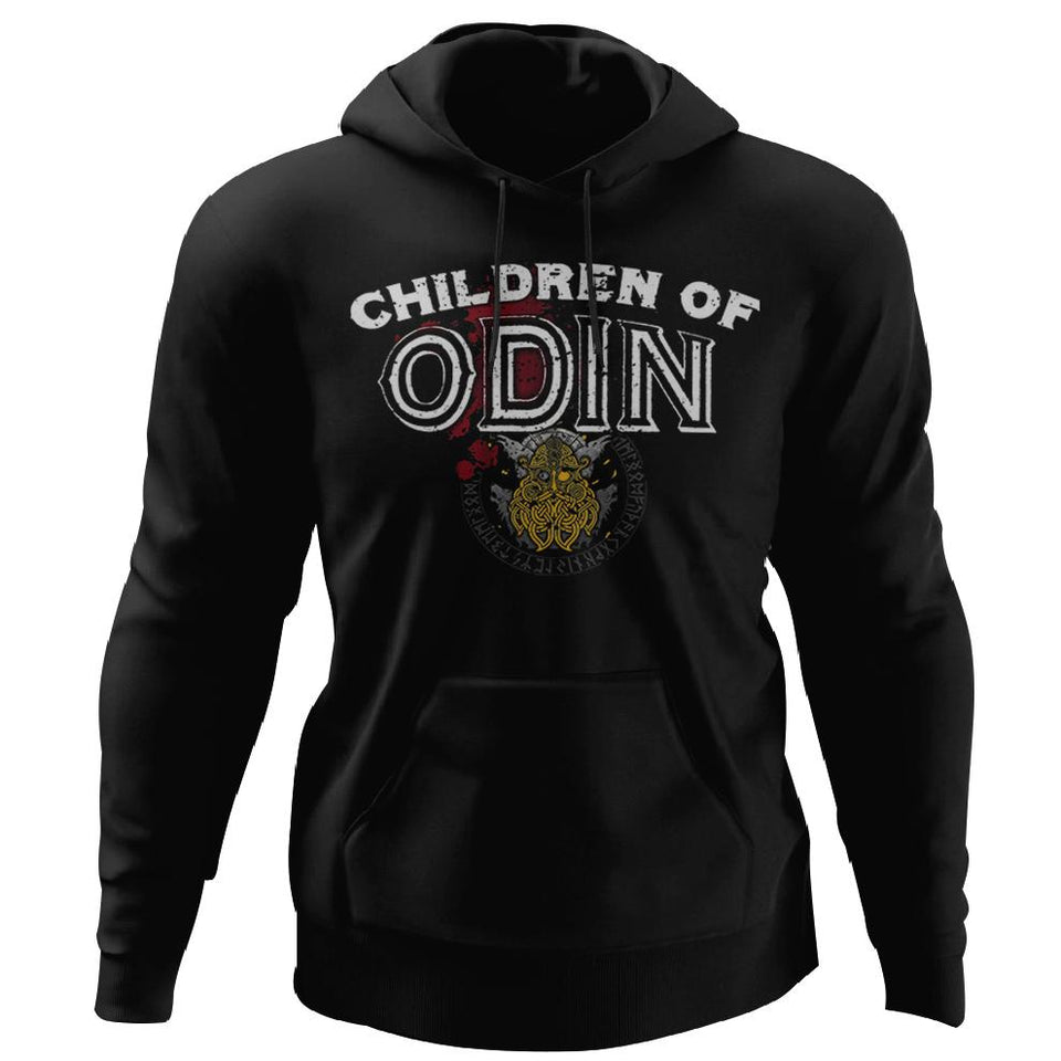 Viking, Norse, Gym t-shirt & apparel, Children of Odin, FrontApparel[Heathen By Nature authentic Viking products]Unisex Pullover HoodieBlackS