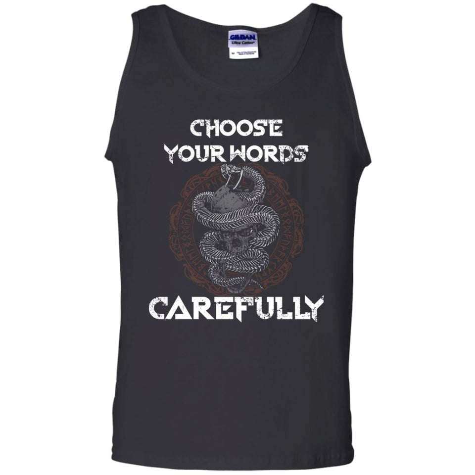 Viking, Norse, Gym t-shirt & apparel, Choose Your Words, FrontApparel[Heathen By Nature authentic Viking products]Cotton Tank TopBlackS