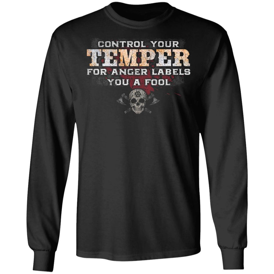 Viking, Norse, Gym t-shirt & apparel, Control your temper, FrontApparel[Heathen By Nature authentic Viking products]Long-Sleeve Ultra Cotton T-ShirtBlackS