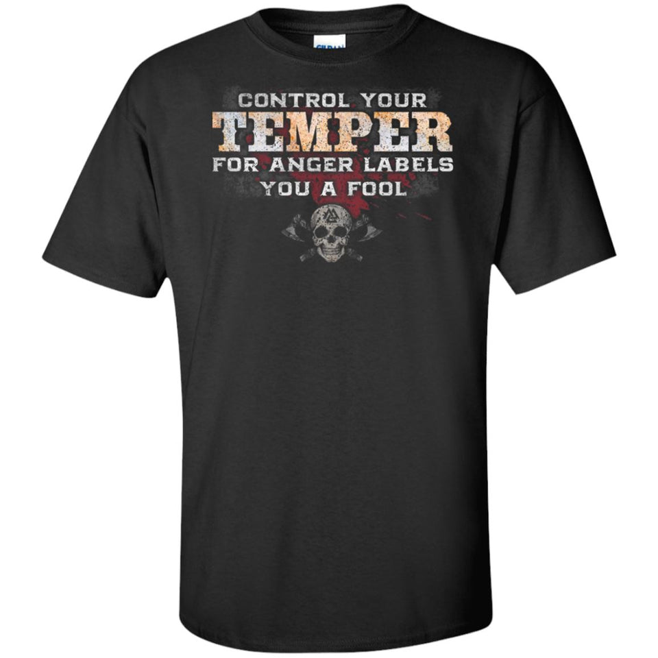 Viking, Norse, Gym t-shirt & apparel, Control your temper, FrontApparel[Heathen By Nature authentic Viking products]Tall Ultra Cotton T-ShirtBlackXLT