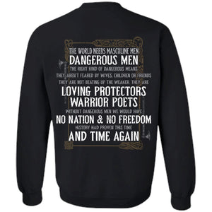 Viking, Norse, Gym t-shirt & apparel, Dangerous Men, BackApparel[Heathen By Nature authentic Viking products]Unisex Crewneck Pullover SweatshirtBlackS