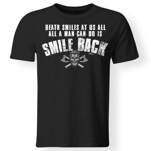 Viking, Norse, Gym t-shirt & apparel, Death smiles at us all, FrontApparel[Heathen By Nature authentic Viking products]Gildan Premium Men T-ShirtBlack5XL