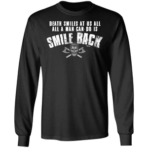 Viking, Norse, Gym t-shirt & apparel, Death smiles at us all, FrontApparel[Heathen By Nature authentic Viking products]Long-Sleeve Ultra Cotton T-ShirtBlackS