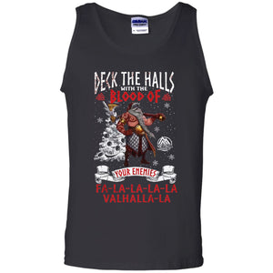 Viking, Norse, Gym t-shirt & apparel, Deck the halls with the blood, FrontApparel[Heathen By Nature authentic Viking products]Cotton Tank TopBlackS