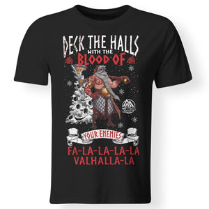 Viking, Norse, Gym t-shirt & apparel, Deck the halls with the blood, FrontApparel[Heathen By Nature authentic Viking products]Premium Men T-ShirtBlackS