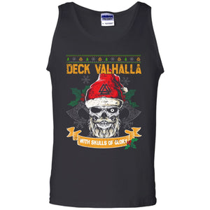Viking, Norse, Gym t-shirt & apparel, Deck the Valhalla with skulls of glory, frontApparel[Heathen By Nature authentic Viking products]Cotton Tank TopBlackS