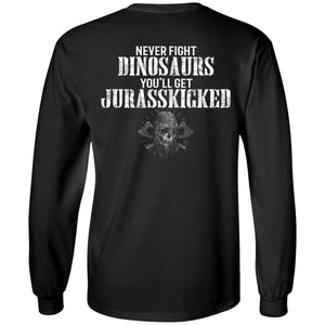 Viking, Norse, Gym t-shirt & apparel, Dinosaurs, BackApparel[Heathen By Nature authentic Viking products]Long-Sleeve Ultra Cotton T-ShirtBlackS