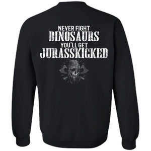 Viking, Norse, Gym t-shirt & apparel, Dinosaurs, BackApparel[Heathen By Nature authentic Viking products]Unisex Crewneck Pullover SweatshirtBlackS