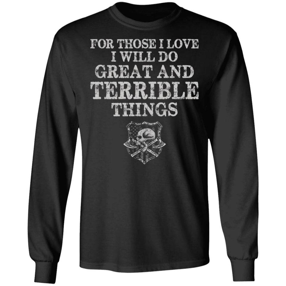 Viking, Norse, Gym t-shirt & apparel, Do Great And Terrible Things, FrontApparel[Heathen By Nature authentic Viking products]Long-Sleeve Ultra Cotton T-ShirtBlackS