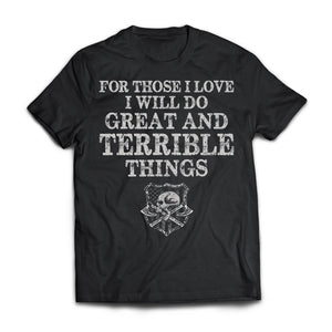Viking, Norse, Gym t-shirt & apparel, Do Great And Terrible Things, FrontApparel[Heathen By Nature authentic Viking products]Next Level Premium Short Sleeve T-ShirtBlackX-Small