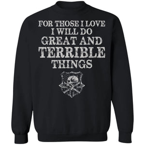 Viking, Norse, Gym t-shirt & apparel, Do Great And Terrible Things, FrontApparel[Heathen By Nature authentic Viking products]Unisex Crewneck Pullover SweatshirtBlackS