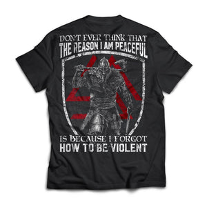 Viking, Norse, Gym t-shirt & apparel, Don't ever think that the reason I am peaceful, backApparel[Heathen By Nature authentic Viking products]Next Level Premium Short Sleeve T-ShirtBlackX-Small