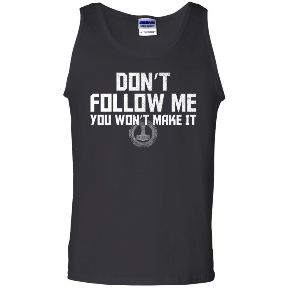 Viking, Norse, Gym t-shirt & apparel, Don't follow me, FrontApparel[Heathen By Nature authentic Viking products]Cotton Tank TopBlackS