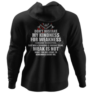 Viking, Norse, Gym t-shirt & apparel, Don't mistake my kindness for weakness, BackApparel[Heathen By Nature authentic Viking products]Unisex Pullover HoodieBlackS