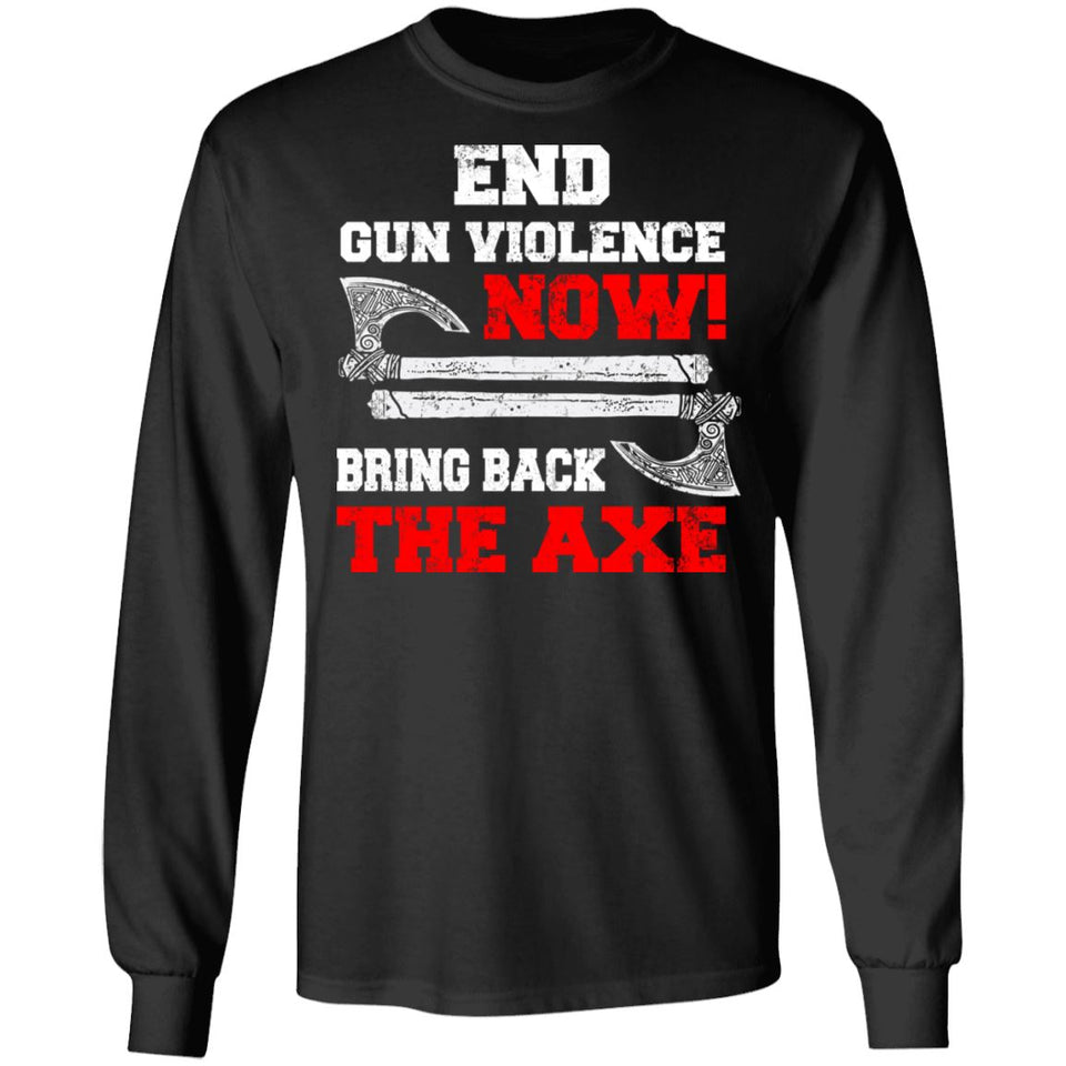 Viking, Norse, Gym t-shirt & apparel, End gun violence now, frontApparel[Heathen By Nature authentic Viking products]Long-Sleeve Ultra Cotton T-ShirtBlackS