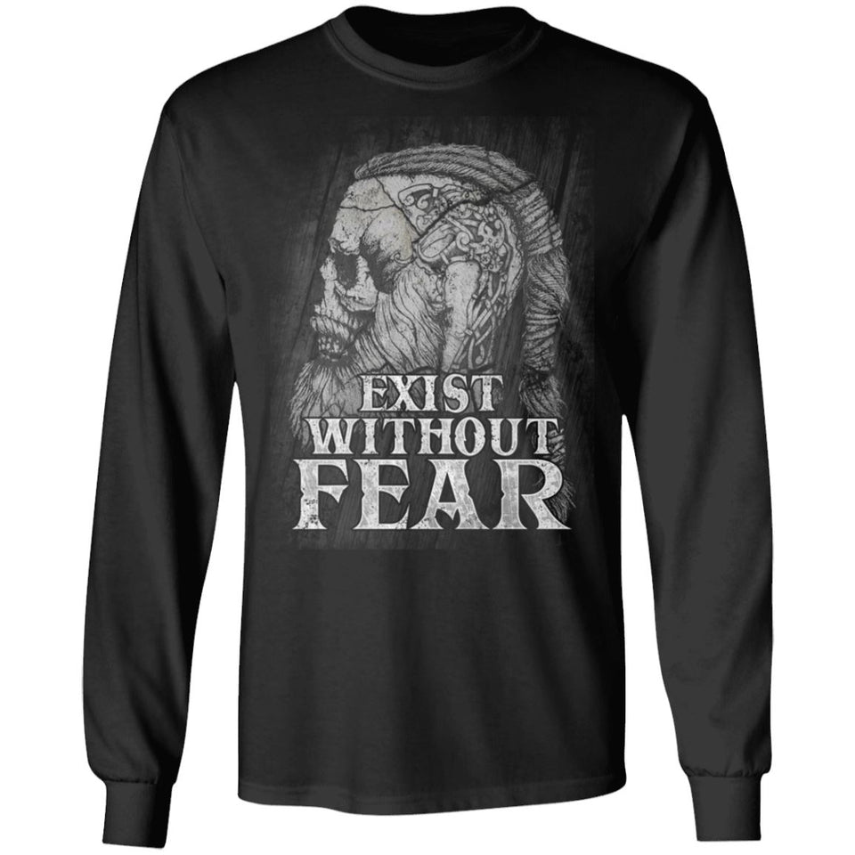 Viking, Norse, Gym t-shirt & apparel, Exist without fear, frontApparel[Heathen By Nature authentic Viking products]Long-Sleeve Ultra Cotton T-ShirtBlackS