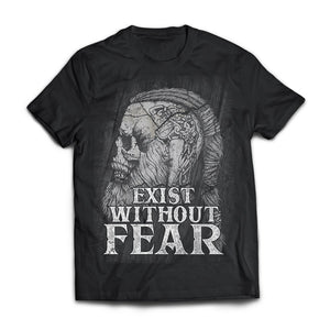 Viking, Norse, Gym t-shirt & apparel, Exist without fear, frontApparel[Heathen By Nature authentic Viking products]Next Level Premium Short Sleeve T-ShirtBlackX-Small
