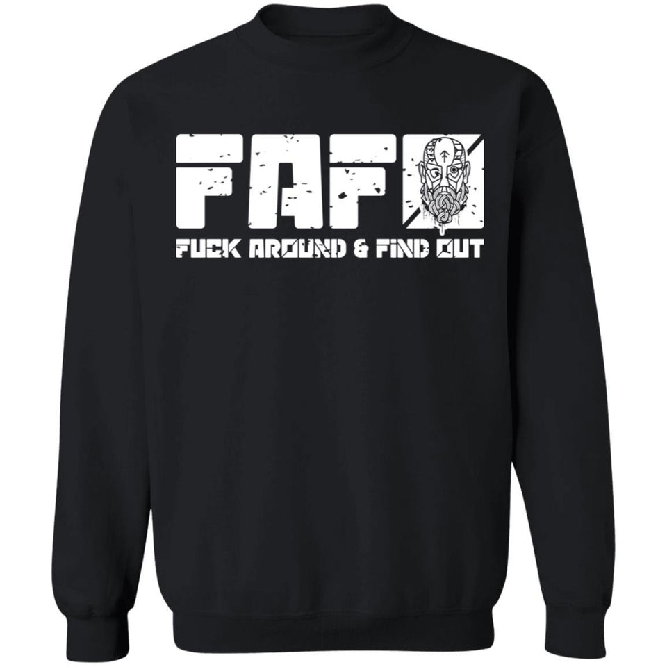 Viking, Norse, Gym t-shirt & apparel, Fafo, FrontApparel[Heathen By Nature authentic Viking products]Unisex Crewneck Pullover SweatshirtBlackS