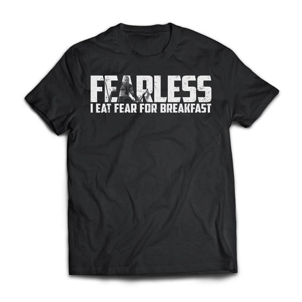 Viking, Norse, Gym t-shirt & apparel, Fearless I eat fear for breakfast, frontApparel[Heathen By Nature authentic Viking products]Next Level Premium Short Sleeve T-ShirtBlackX-Small
