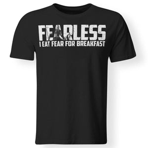 Viking, Norse, Gym t-shirt & apparel, Fearless I eat fear for breakfast, frontApparel[Heathen By Nature authentic Viking products]Premium Men T-ShirtBlackS